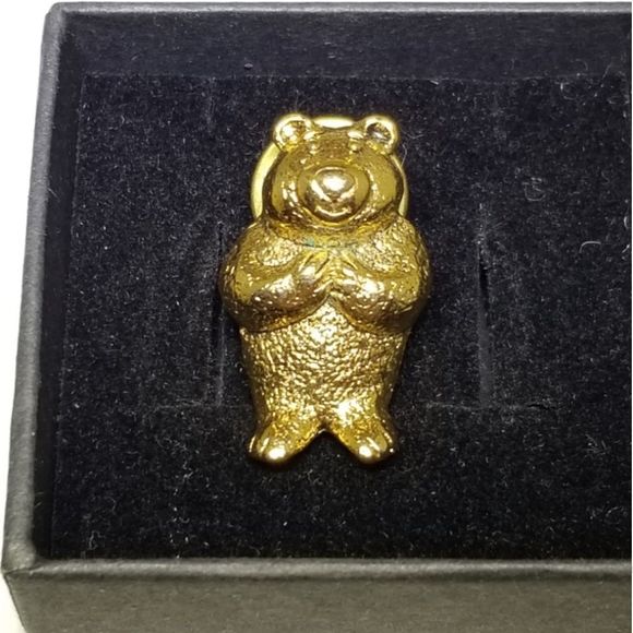Vintage MJ Goldtone Teddy Bear Lapel Pin #75 - Picture 2 of 6